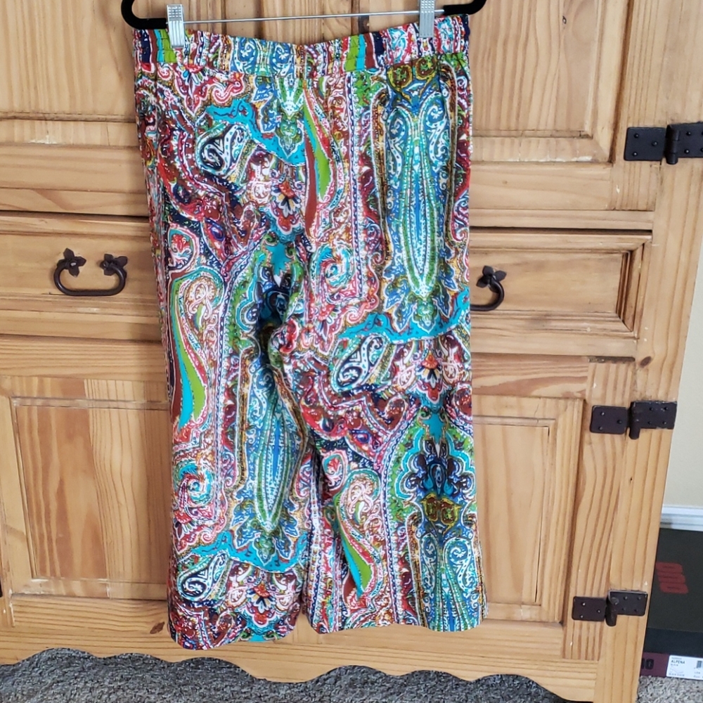 Cynthia Rowley paisley wide leg pants. Size L - Picture 4 of 4